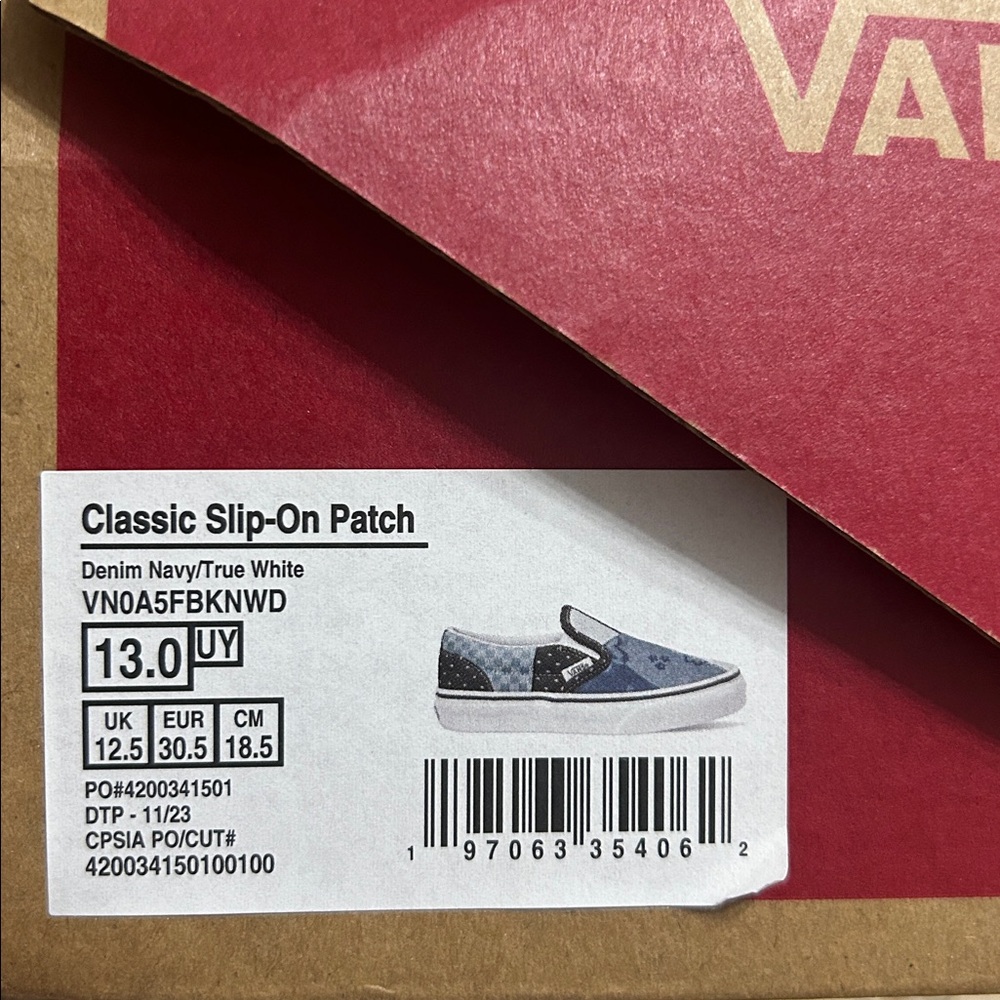 Vans Classic Slip-On Patch Denim Navy / True White Kids Sneakers